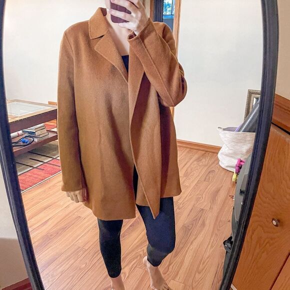 Theory Sileena Winsome 2 Wool Wrap Jacket Camel L - Picture 9 of 9
